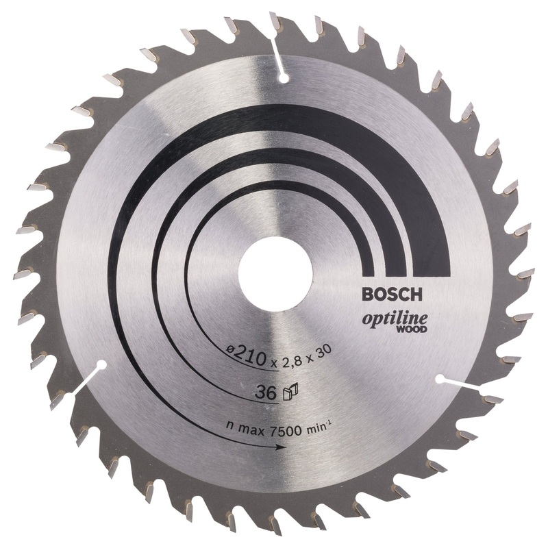 Bosch Professional Optiline Wood Circular Saw Blade – 210mm x 30mm x 2.8mm, 36 Teeth