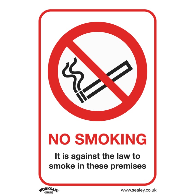 Sealey Prohibition Safety Sign – No Smoking (On Premises) – Rigid Plastic