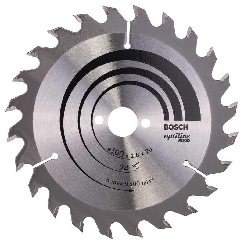 Bosch Professional Optiline Wood Circular Saw Blade – 160 x 20/16 x 1.8mm, 24 Teeth