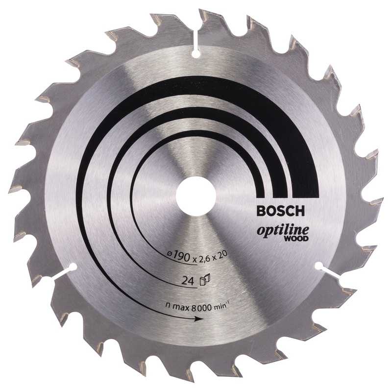 Bosch Professional Optiline Wood Circular Saw Blade – 190 x 20/16 x 2.6mm, 24 Teeth