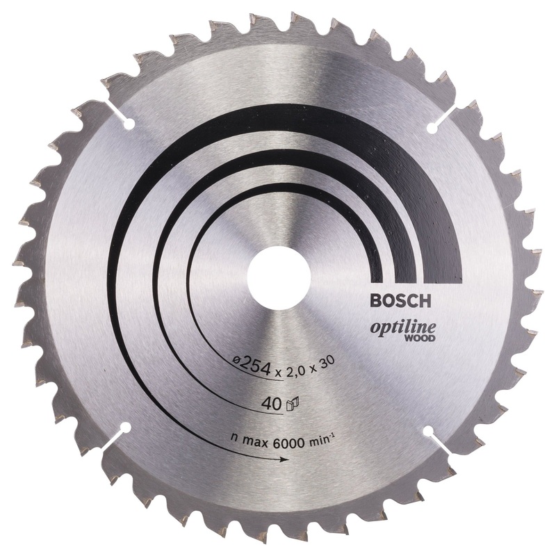Bosch Professional Optiline Wood Circular Saw Blade – 254mm x 30mm x 2.0mm, 40 Teeth