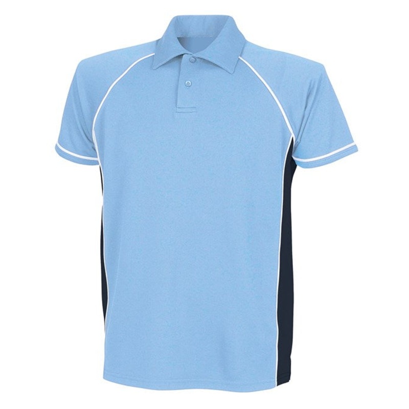 Finden & Hales Piped Performance Polo – Sky/Navy/White