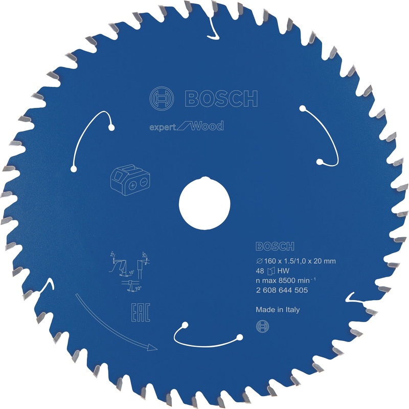 Bosch Professional Expert Circular Saw Blade for Cordless Saws – Wood, 160×1.5/1×20 T48