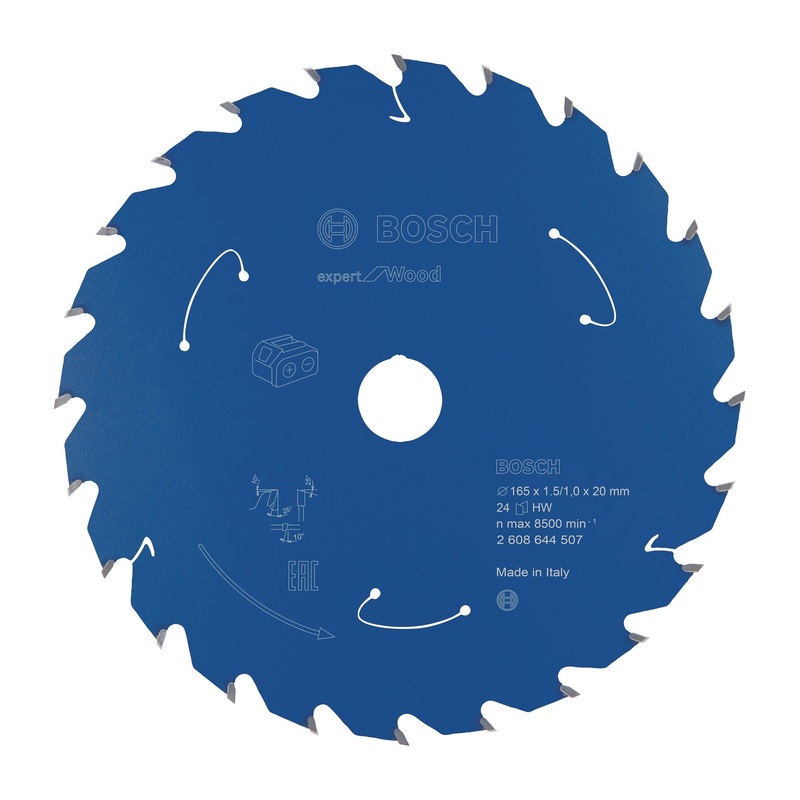 Bosch Professional Expert Circular Saw Blade for Cordless Saws – Wood, 165×1.5/1×20 T24