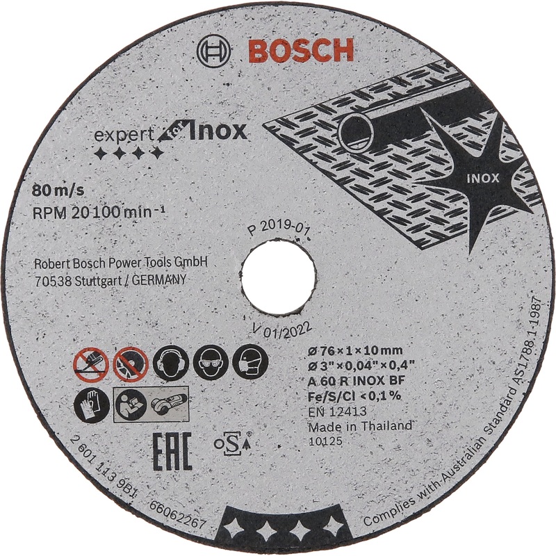Bosch Professional Expert Inox Cutting Disc – A 60 R INOX BF, 76mm x 1mm x 10mm