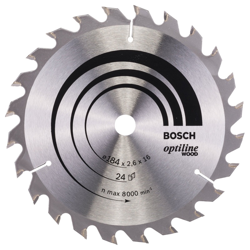 Bosch Professional Optiline Wood Circular Saw Blade – 184 x 16 x 2.6 mm, 24 Teeth