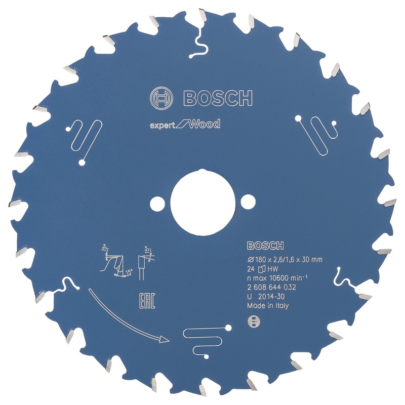 Bosch Professional Circular Saw Blade Expert for Wood – 180 x 30 x 2.6 mm, 24 Teeth