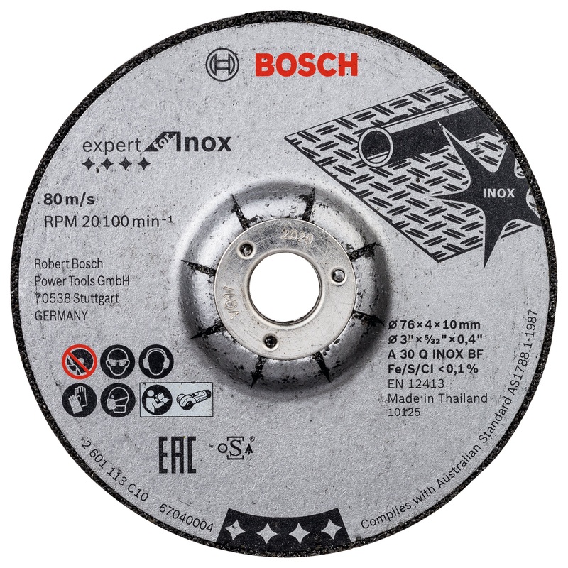 Bosch Professional Expert INOX Grinding Disc – 2pcs x 76x4x10mm, A30Q INOX BF