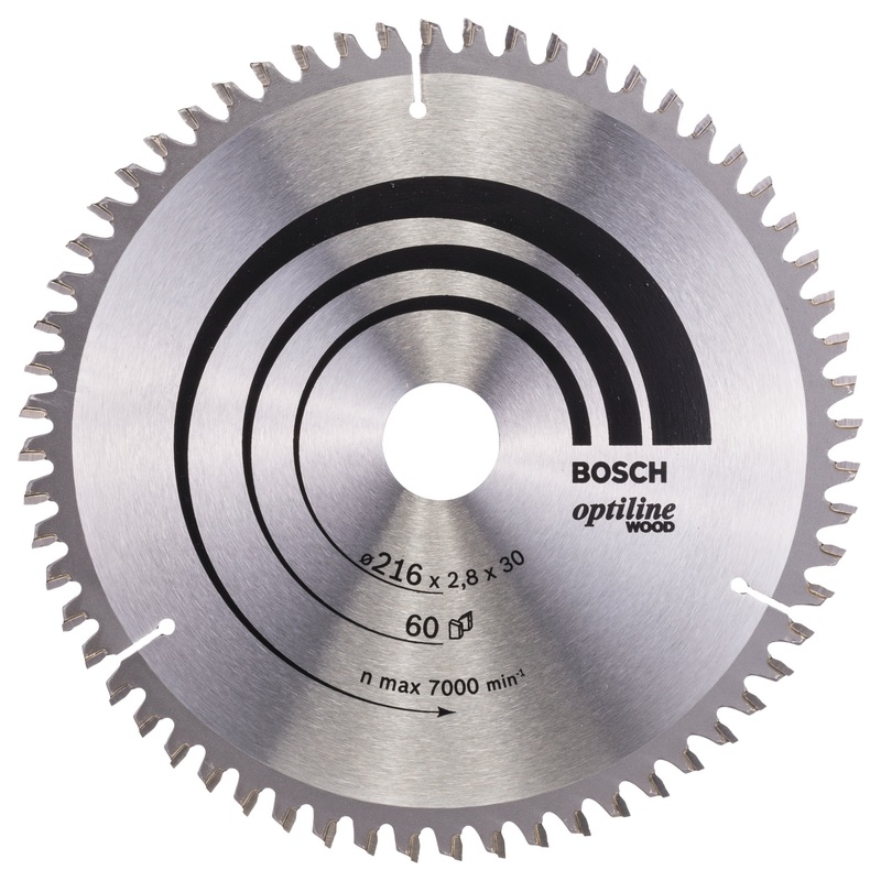 Bosch Professional Optiline Wood Circular Saw Blade – 216mm x 30mm x 2.8mm, 60 Teeth