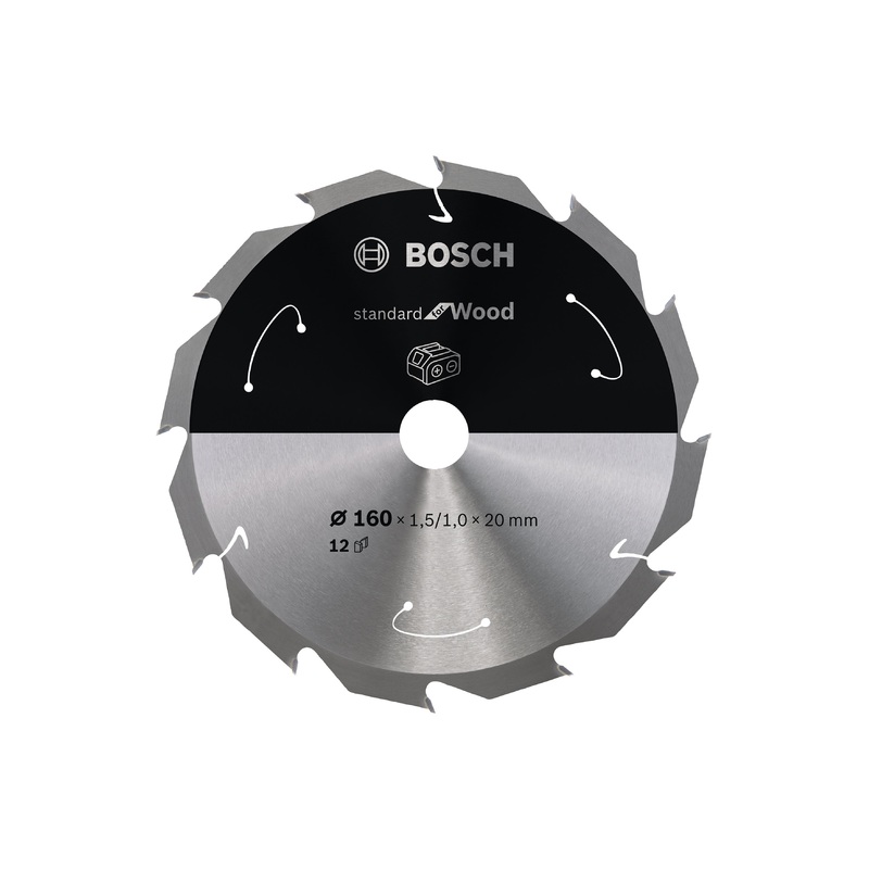 Bosch Professional Circular Saw Blade for Cordless Saws – Standard for Wood – 160×1.5/1×20 T12