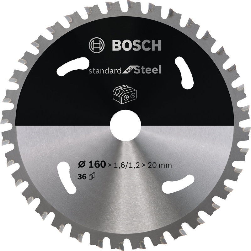 Bosch Professional Circular Saw Blade for Cordless Saws – Standard Steel, 160×1.6/1.2×20 T36