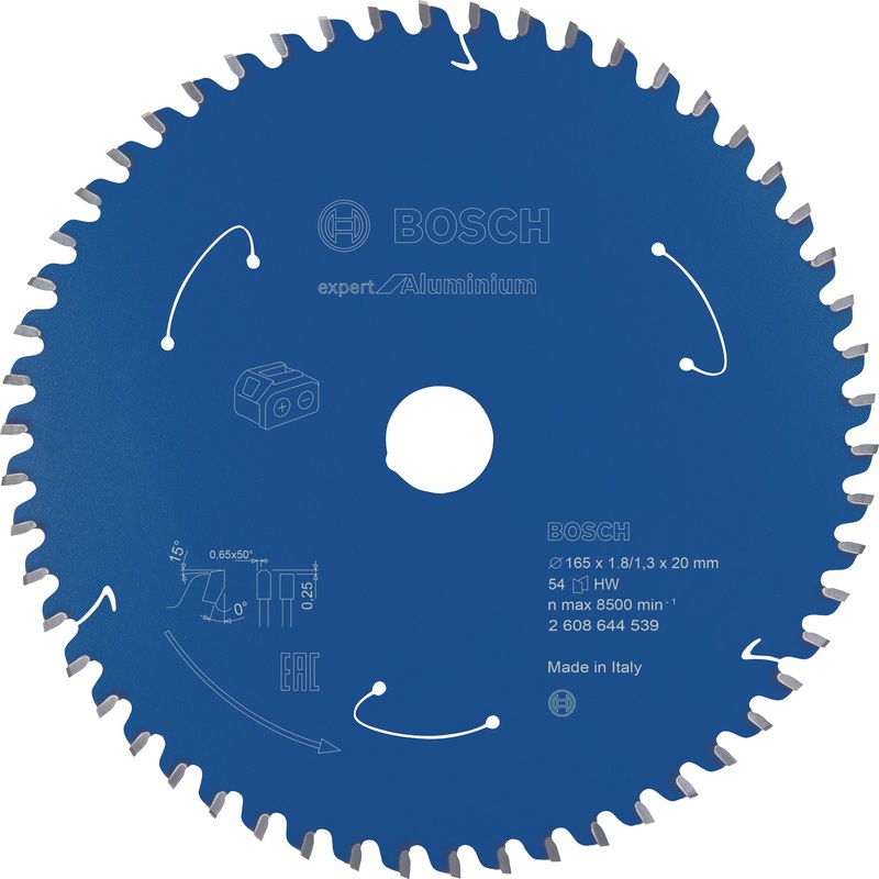 Bosch Professional Expert Circular Saw Blade for Cordless Saws – Aluminium, 165×1.8/1.3×20 T54
