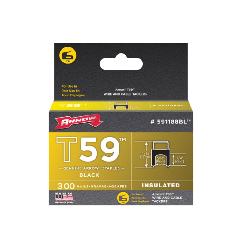 Arrow T59 Insulated Staples Black 6 x 8mm (Box 300)