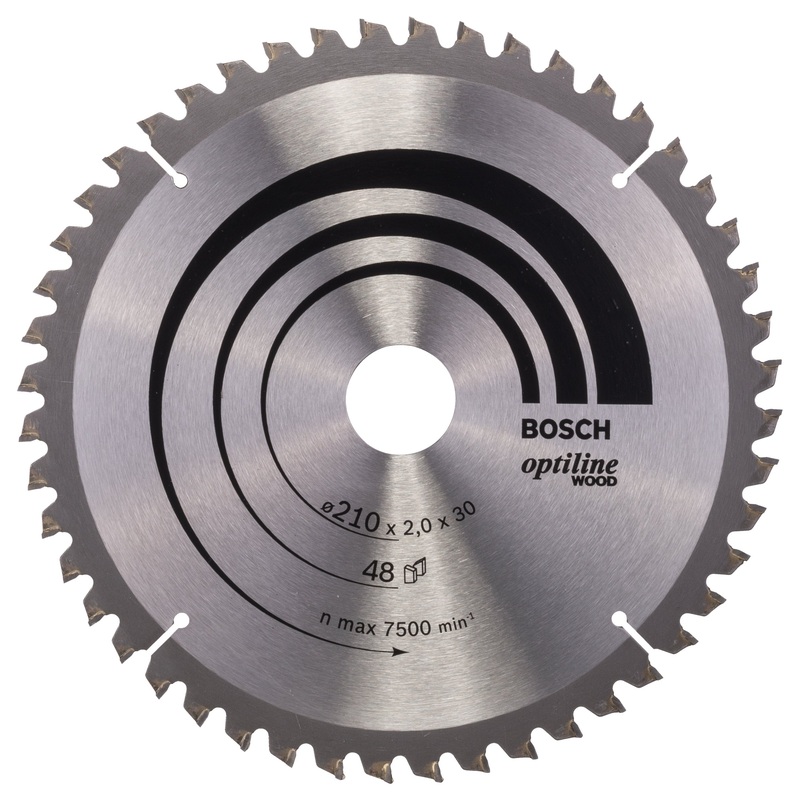 Bosch Professional Optiline Wood Circular Saw Blade – 210mm x 30mm x 2.0mm, 48 Teeth