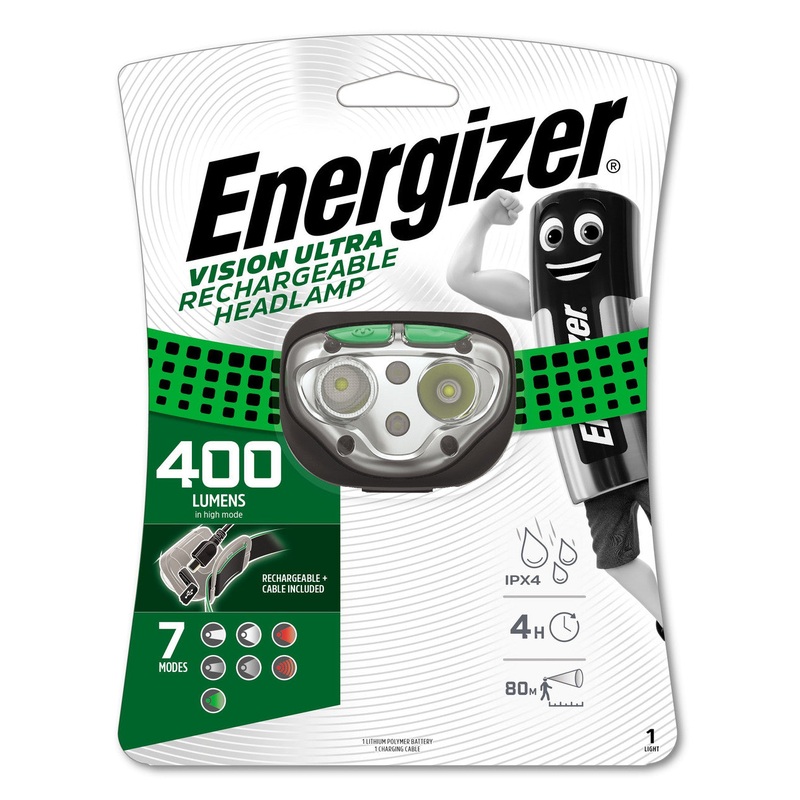 ENERGIZER TORCH VISION ULTRA RECH H/LAMP 400 LUMENS HDFRLP