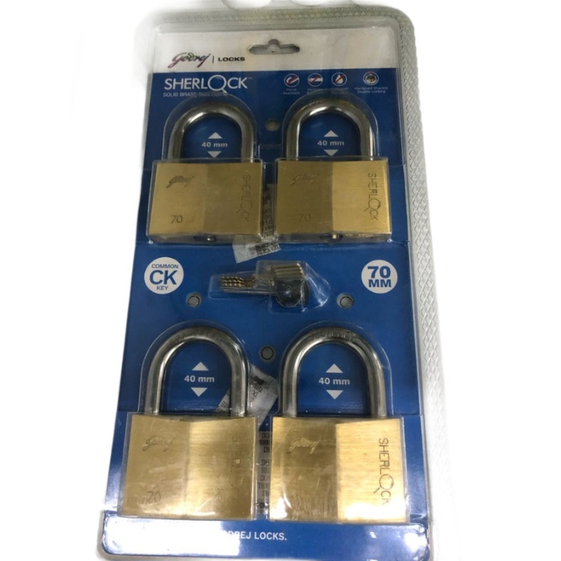 GODREJ PADLOCK BRASS SHERLOCK 70MM 4 IN 1 EB 7686