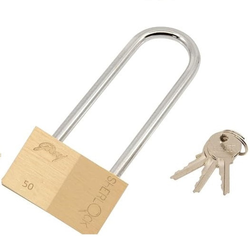 GODREJ PADLOCK LONG SHACKLE SHERLOCK SHER LK 63 SHUT HT 50MM EX- BL EB 2597 50