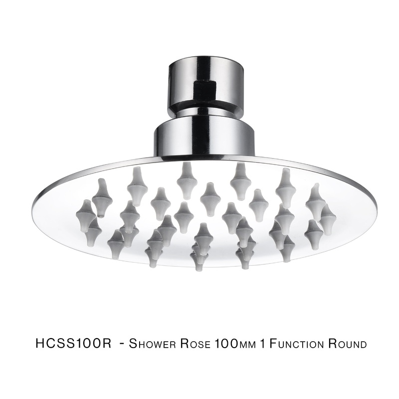 H&C SHOWER ROSE ROUND SLIM STAINLESS STEEL 100MM 1 FUNCTION HCSS100R