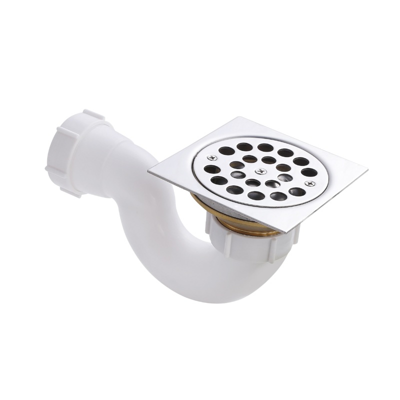 H&C SHOWER TRAP SQUARE PVC WASTE BRASS OUTLET STAINLESS STEEL GRID HCSTRAPSP