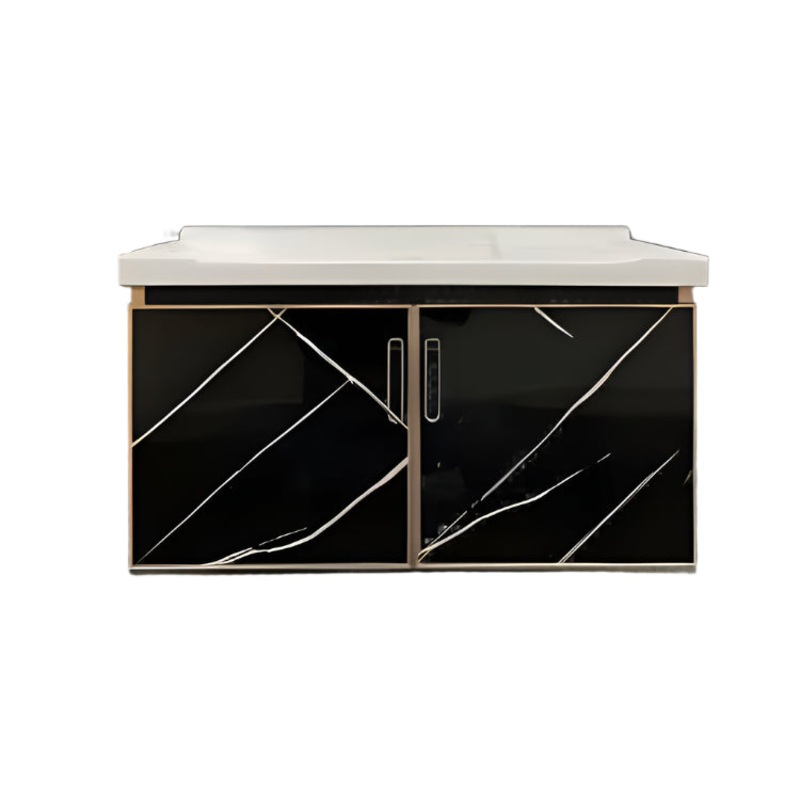 LUXURY BATHROOM CABINET AND A MIRROR ALUMINIUM BLACK 800*460