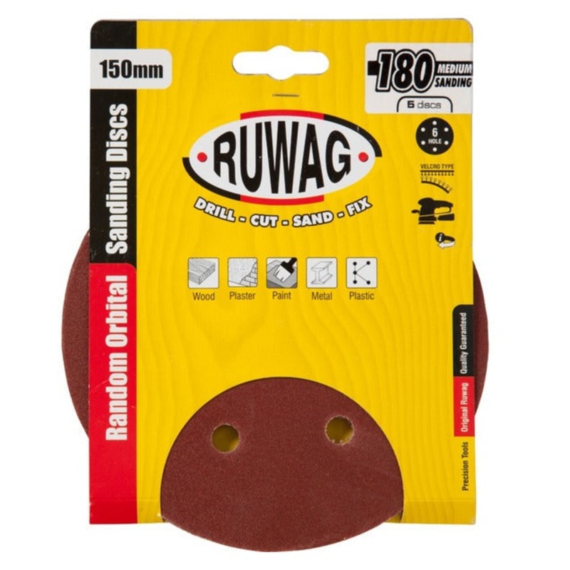 RUWAG SANDING DISC RANDOM ORBITAL GRIT 180-150MM