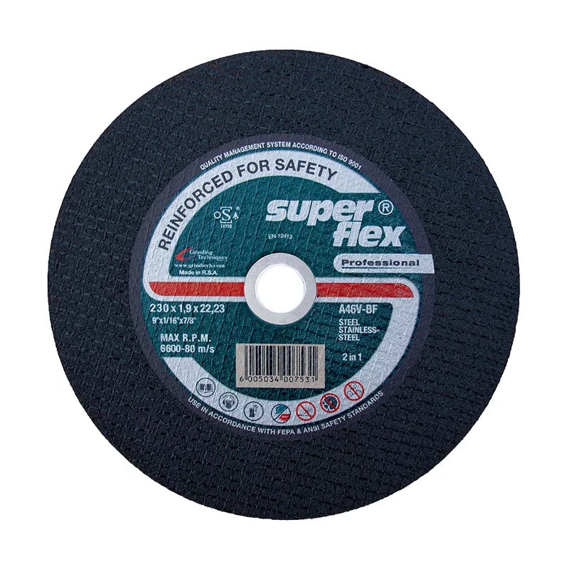 SUPER FLEX CUTTING DISC SLIM LINE FLAT STAINLESS STEEL 230X1.9X22.23 A46V BF BFPROF T41