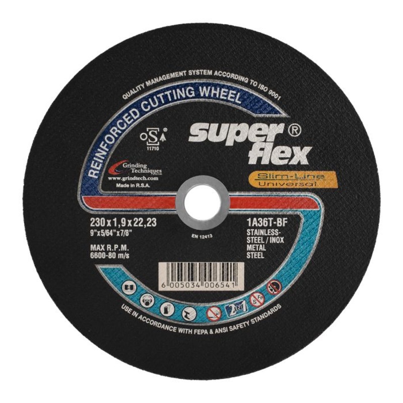 SUPER FLEX CUTTING DISC SLIM LINE UNIVERSAL FLAT STEEL 230X1.9X22.23 1A36T BF T41