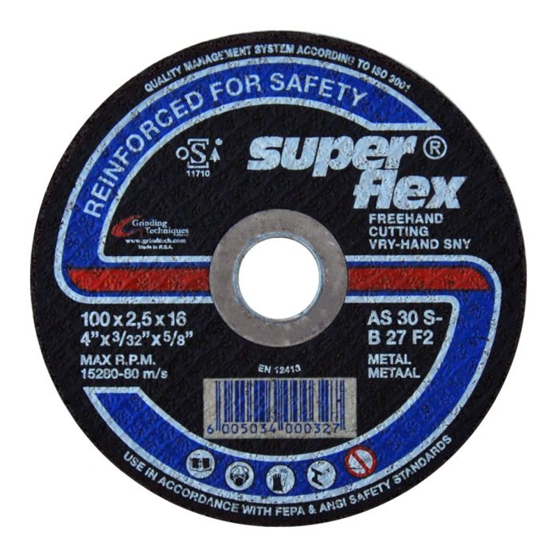 SUPER FLEX CUTTING DISC STEEL 100X2.5X16 AS30S B27 F2
