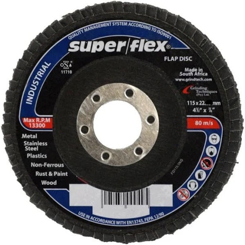 SUPER FLEX FLAP DISC INDUSTRIAL 115MMX22 AZ60 T27