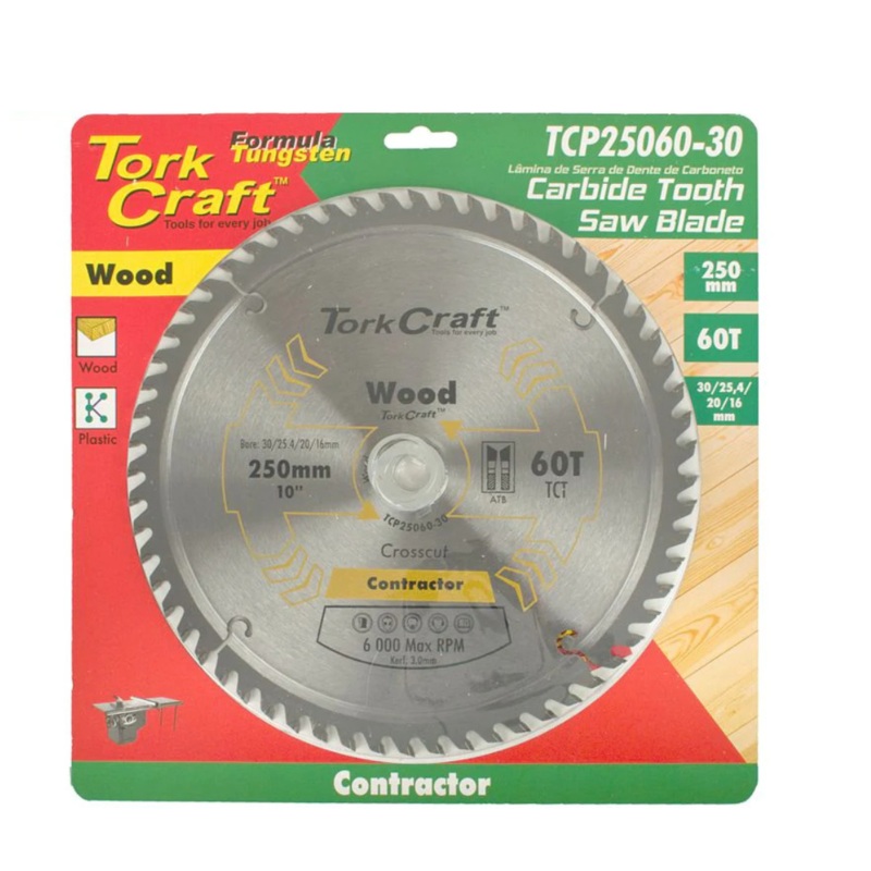 TORK CRAFT BLADE CONTRACTOR CIRCULAR SAW TUNGSTEN 250 X 60T 30/20/16 TCP25060-30