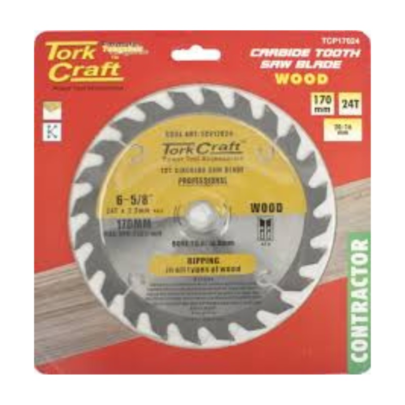 TORK CRAFT BLADE CONTRACTOR CIRCULAR SAW TUNGSTEN CARBIDE TIPS 170X24T 20/16 TCP17024