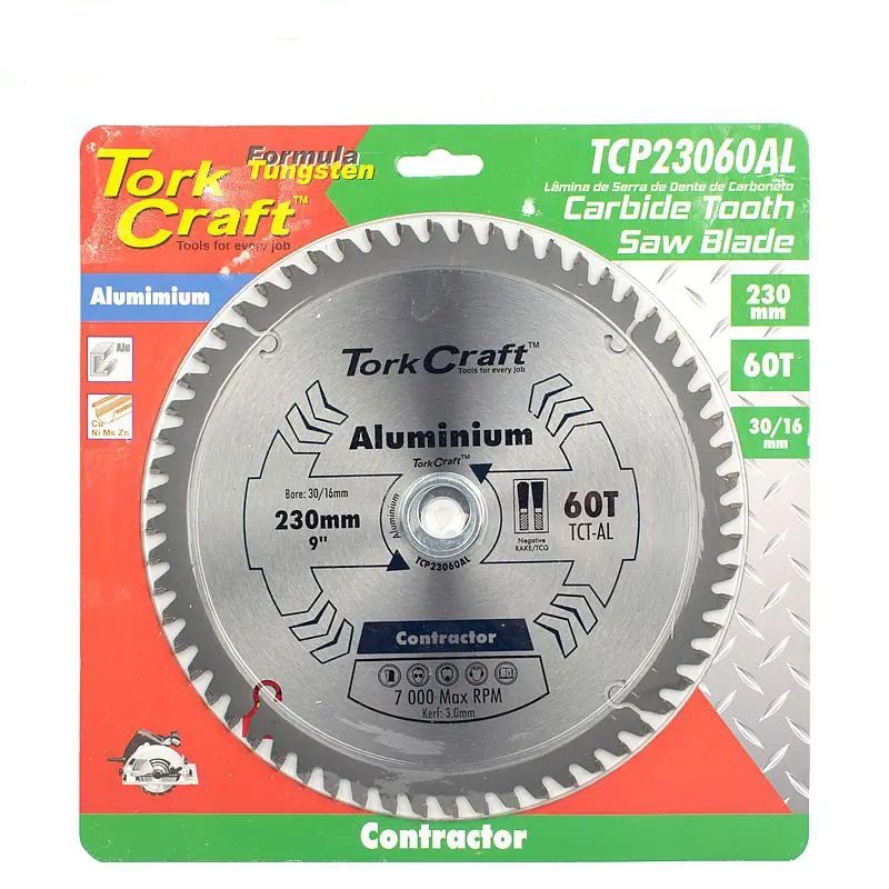 TORK CRAFT BLADE CONTRACTOR CIRCULAR SAW TUNGSTEN CARBIDE TIPS ALUMINIUM 230X60T 30/1/20/16