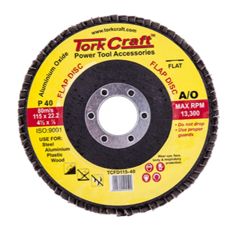 TORK CRAFT FLAP DISC ALUMINIUM OXIDE 115MM 40 GRIT