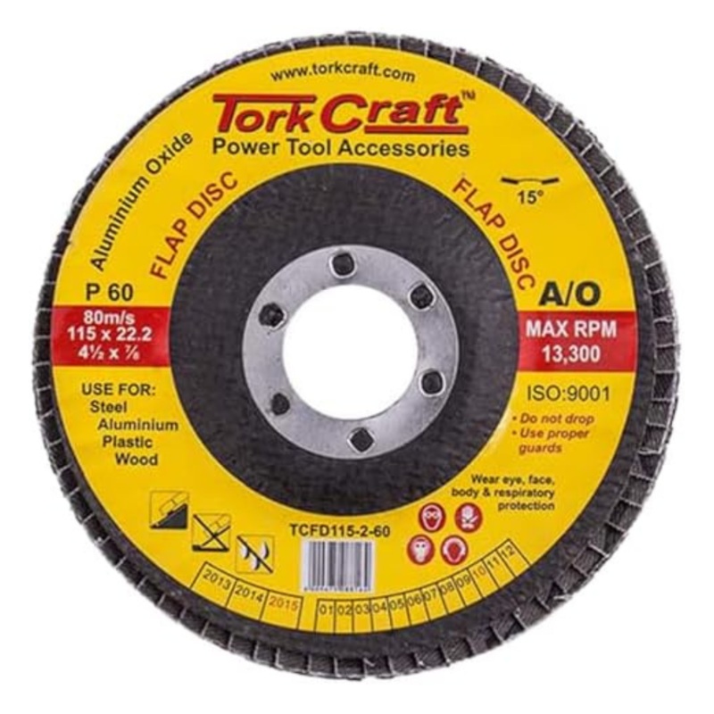 TORK CRAFT FLAP DISC ALUMINIUM OXIDE 115MM 60 GRIT