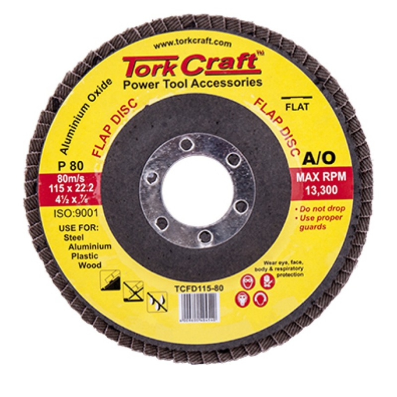 TORK CRAFT FLAP DISC ALUMINIUM OXIDE 115MM 80 GRIT