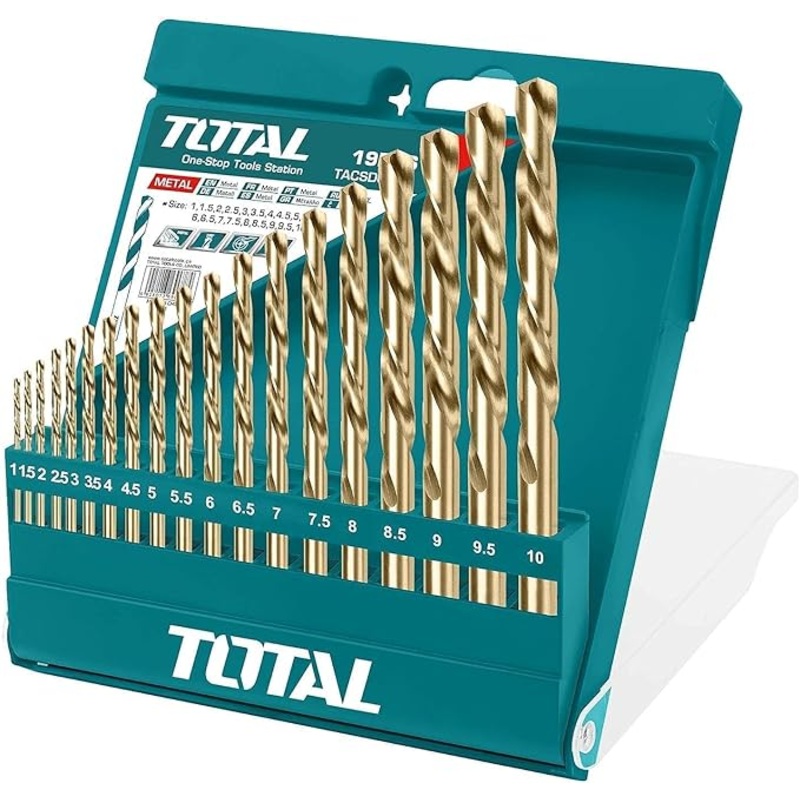 TOTAL DRILL BITS TWIST 19PCS 1-10MM TACSD0195