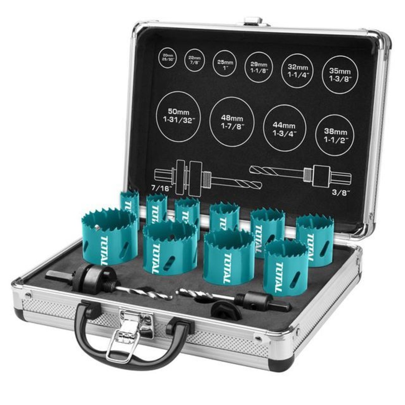 TOTAL HOLE SAW SET BI-METAL 12 PCS 20MM-50MM TACSH1121