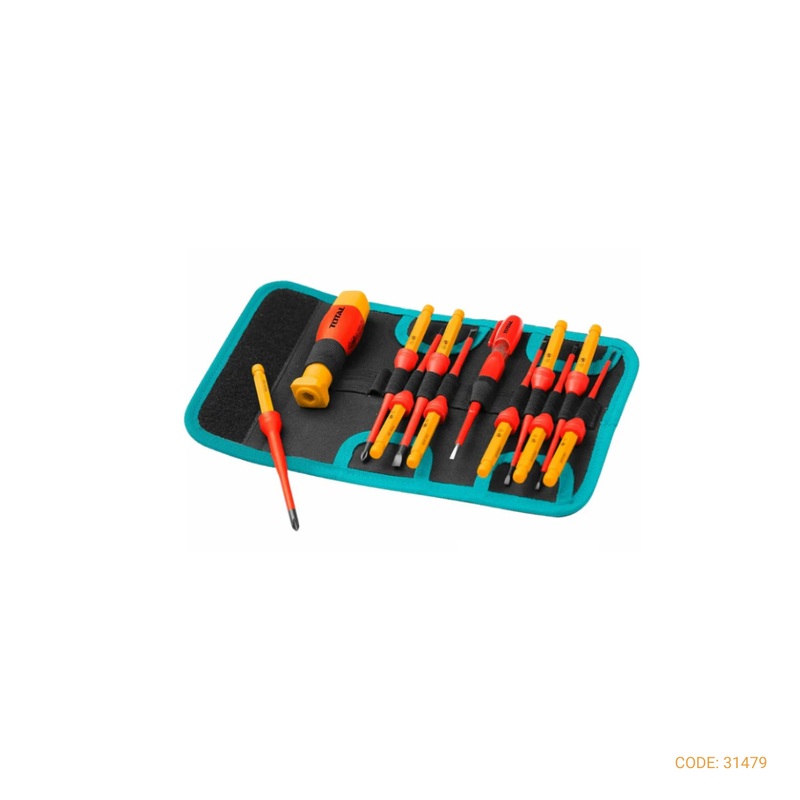 TOTAL SCREWDRIVER SET INTERCHANGEABLE INSULATED 12 THKISD1201
