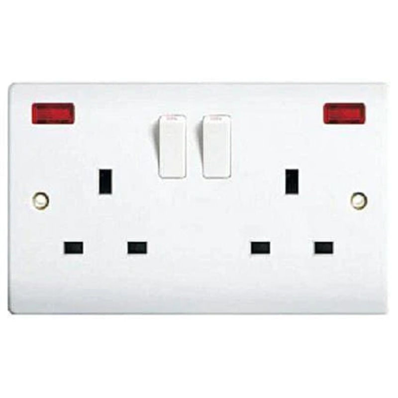 AFRICAB SOCKET OUTLET DOUBLE NEON UNIVERSAL PVC 13A