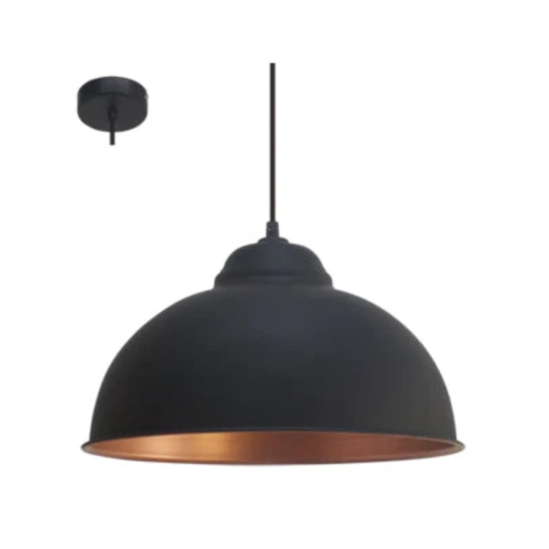 EUROLUX PENDANT TRURO2 BLACK AND COPPER P700 370MM