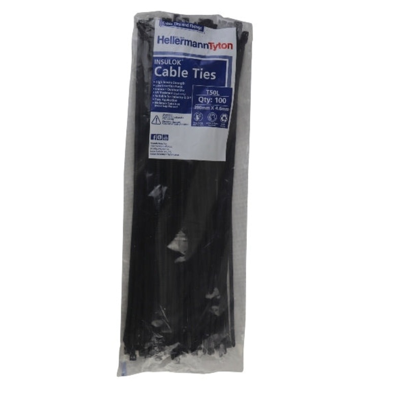 HELLERMANN TYTON CABLE TIES BLACK 388X7.8MM T120R