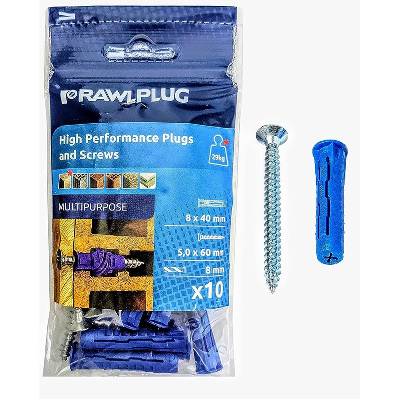 RAWLPLUG PLUG UNIVERSAL NYLON 30 IN A BOX  8MMX40MM WALL PLUG R-C1-4ALL08PLUS