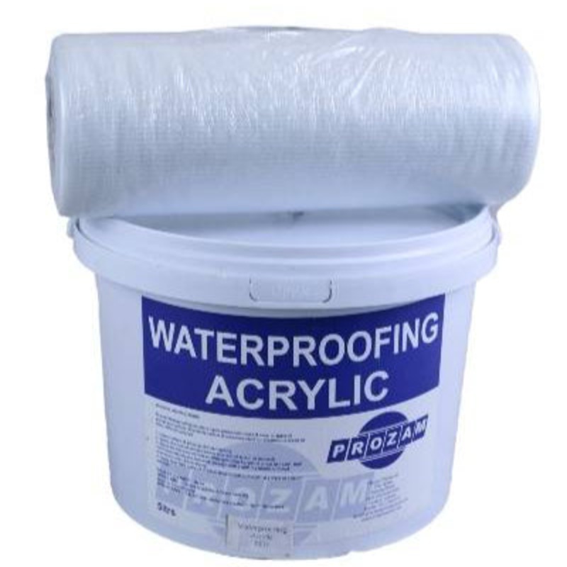 PROZAM ACRYLIC WATERPROOFING 5L GREY & MEMBRANE 250MMX10M