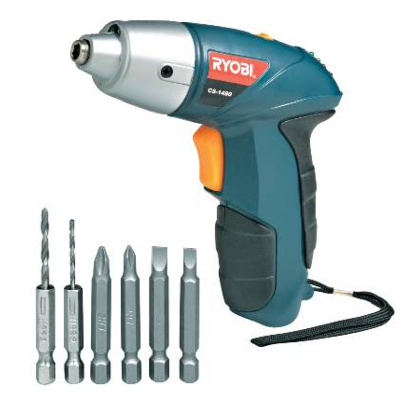 RYOBI SCREWDRIVER 4.8V WITH 4 BITS & 2 DRILL BITS CS1480