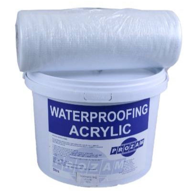 PROZAM ACRYLIC WATERPROOFING 5L RED & MEMBRANE 250MMX10M