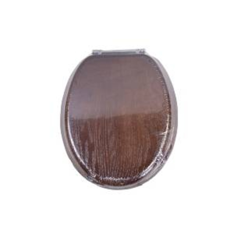 SOLO TOILET SEAT MAHOGANY MDF CHROME BAR HINGE 203623