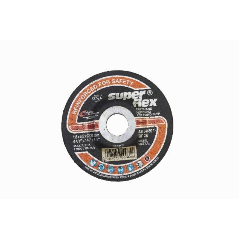 SUPER FLEX GRINDING DISC STEEL 115X6.5X22.23 AS24/30T BF28 T27