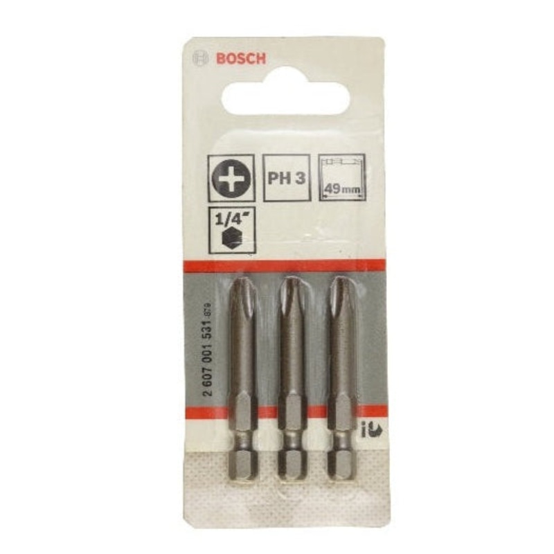 BOSCH SCREWDRIVER BIT SET 3PCS PH3X49MM 001531