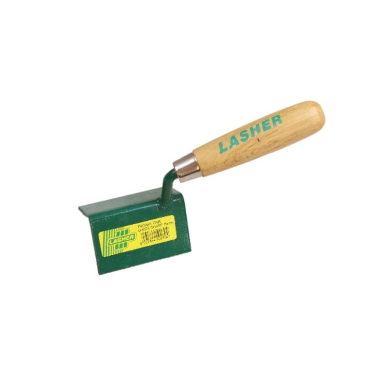 LASHER TROWEL SHARP CORNER OUTSIDE WOODEN HANDLE 75MM FG10170
