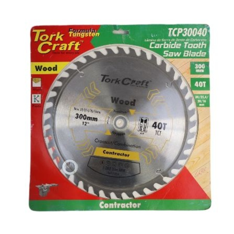 TORK CRAFT BLADE CONTRACTOR CIRCULAR SAW TUNGSTEN 300X40T 30/1/20/16 TCP30040